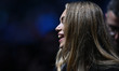 Jannik Sinner's girlfriend, Laila Hasanovic, attends the singles match between Jannik Sinn...