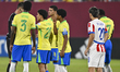 Brazil players argue with the referee during the FIFA U-17 World Cup Qatar 2025 Round of 3...