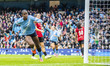 Khadija Shaw #9 of Manchester City W.F.C. celebrates her goal during the Barclays FA Women...