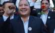Netra Bikram Chand, General Secretary of the Nepal Communist Party, gestures as he receive...