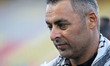 Ihab Abu Jazar coaches during the match between the national teams of Catalonia and Palest...