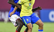 Felipe Morais of Brazil and Believe Munongo of France play during the FIFA U-17 World Cup...
