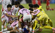 The players of Japan celebrate their win following the penalty shootout after the FIFA U-1...