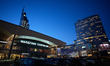 The Warsaw Central train station is seen with the Varso tower in the background in Warsaw,...