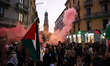 Demonstrators participate in the demonstration in support of Palestine, Freedom Flotilla C...