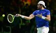 Matteo Berrettini of Italy plays during the Davis Cup Semi-Final match against Raphael Col...