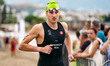 Daniil Babanschi of Moldova competes in the Elite Men's race at the 2025 Europe Triathlon...