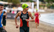 Siwar Kool of the Netherlands competes in the Elite Men's race at the 2025 Europe Triathlo...