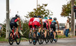 Athletes compete during the Elite Men's race at the 2025 Europe Triathlon Cup Alanya in An...