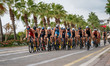Athletes compete during the Elite Men's race at the 2025 Europe Triathlon Cup Alanya in An...