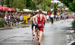 Pierre Moraz of Switzerland competes in the Elite Men's race at the 2025 Europe Triathlon...