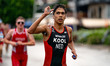 Siwar Kool of the Netherlands competes in the Elite Men's race at the 2025 Europe Triathlo...