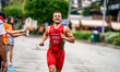 Boris Andreev of Bulgaria competes in the Elite Men's race at the 2025 Europe Triathlon Cu...