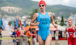 Alina Sinevich of AIN competes during the Elite Women's race at the 2025 Europe Triathlon...