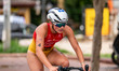 Ana Carballo Gomez of Spain competes in the Elite Women's race at the 2025 Europe Triathlo...