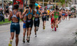 Athletes compete during the Elite Women's race at the 2025 Europe Triathlon Cup Alanya in...