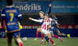 RKC Waalwijk midfielder Luuk Wouters and Top Oss forward Tijmen Wildeboer play during the...