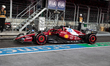 Charles Leclerc leaves a pit stop during the third practice session ahead of the Formula 1...