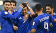 Mohammad Daham of Kuwait celebrates with his teammate after scoring the second goal in the...