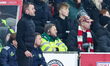 Nathan Jones, manager of Charlton Athletic, watches nervously during the Sky Bet Champions...
