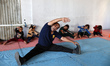 Palestinian children attend a Karate class at al-Masthal club in Gaza City, Palestine, on...