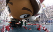 The balloons inflate during the traditional balloon inflation for the 2025 Macy's Parade i...