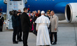 Pope Leo XIV arrives to board a plane to Ankara at Rome's Fiumicino international airport...