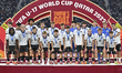 Second place players of Italy pose on the podium after the FIFA U-17 World Cup Qatar 2025...