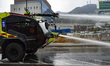 The PANTHER fire truck, manufactured by Austria's Rosenbauer, is showcased to foreign jour...