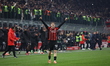 Alexis Saelemaekers of AC Milan celebrates after the winner during the Serie A match betwe...