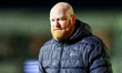 Andy Whing manages Barrow AFC at full-time during the Sky Bet League 2 match between Newpo...
