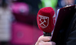 Close up of West Ham announcer's microphone during the Premier League match between West H...