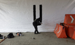 Residents of the Pedregales de Santa Ursula Coyoacan neighborhood stage a protest outside...