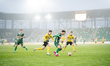 Miki Villar and Michal Rosiak play during the game between Wieczysta Krakow and Slask Wroc...
