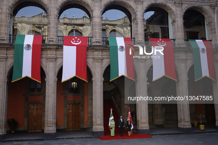 Claudia Sheinbaum, President Of Mexico, Receives Singapore's President Tharma Shanmugaratnam At The National Palace