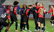 Hamrun Spartans players and technical staff members react in celebration after Semir Smajl...