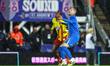 Kevin Keben of Watford FC and Lyndon Dykes of Birmingham City watch the ball during the Sk...