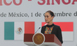 Mexico's President Claudia Sheinbaum Pardo speaks during a news conference as part of the...
