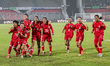 Bangladesh players celebrate after the goal by Maria Manda during the tri-nation Women's f...