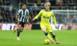 Lucas Bergvall of Tottenham Hotspur is in action during the Premier League match between N...
