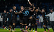 Players of SSC Napoli celebrate at the end of the Coppa Italia match between SSC Napoli an...