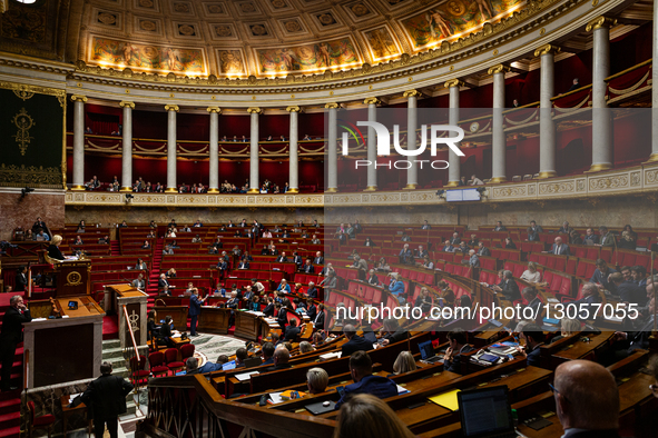A general view of the hemicycle during a public session for the new reading of the social security financing bill for 2026, PLFSS 2026, at t... by Telmo Pinto/NurPhoto