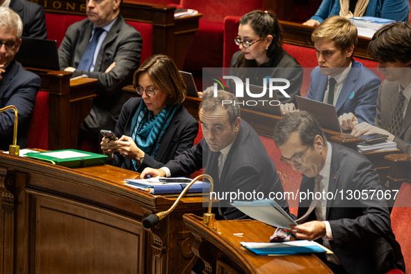Sebastien Lecornu, the French Prime Minister, is seen next to Amelie de Montchalin, the Minister of Public Action and Accounts, and Jean-Pie... by Telmo Pinto/NurPhoto