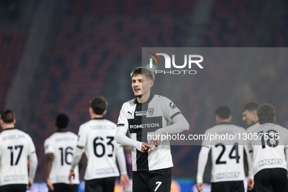 Adrian Benedyczak of Parma Calcio 1913 celebrates after scoring a goal during the Coppa Italia football match between Bologna FC 1909 and Pa... by Emanuele Comincini/NurPhoto