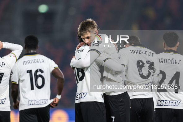 Adrian Benedyczak of Parma Calcio 1913 celebrates after scoring a goal during the Coppa Italia football match between Bologna FC 1909 and Pa... by Emanuele Comincini/NurPhoto