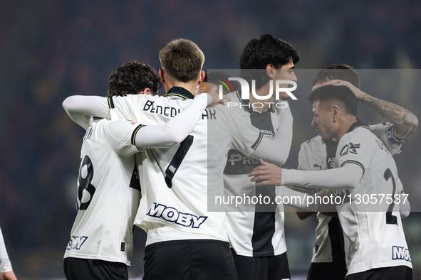 Adrian Benedyczak of Parma Calcio 1913 celebrates after scoring a goal during the Coppa Italia football match between Bologna FC 1909 and Pa... by Emanuele Comincini/NurPhoto