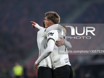 Adrian Benedyczak of Parma Calcio 1913 celebrates after scoring a goal during the Coppa Italia football match between Bologna FC 1909 and Pa... by Emanuele Comincini/NurPhoto