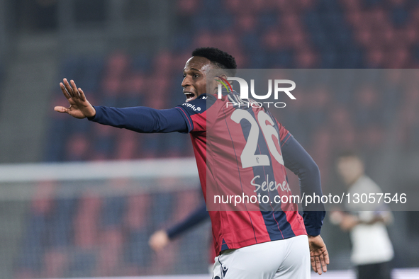 Jhon Lucumi of Bologna FC 1909 participates in the Coppa Italia football match between Bologna FC 1909 and Parma Calcio 1913 in Bologna, Ita... by Emanuele Comincini/NurPhoto