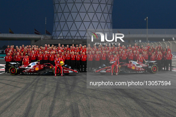 Scuderia Ferrari HP F1 Team holds an end-of-season official photo during Media Day on Yas Island, Abu Dhabi, on December 4, 2025.  by Ahmad AlShehab/NurPhoto