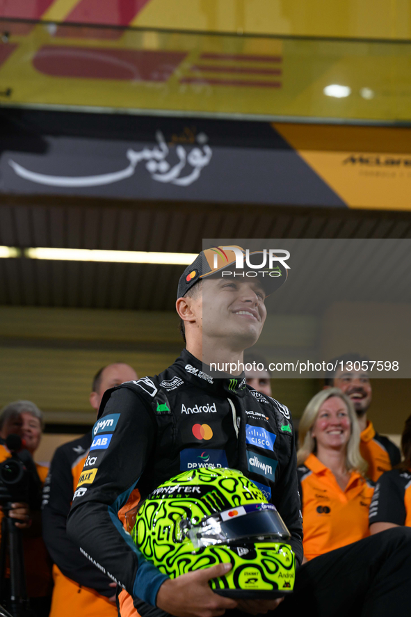 Lando Norris of the McLaren Formula 1 Team participates in Media Day in Yas Island, Abu Dhabi, on December 4, 2025.  by Ahmad AlShehab/NurPhoto
